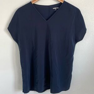 Lands‘ End Women’s Navy Blue V Neck Cap‎ sleeve Top Size Small
